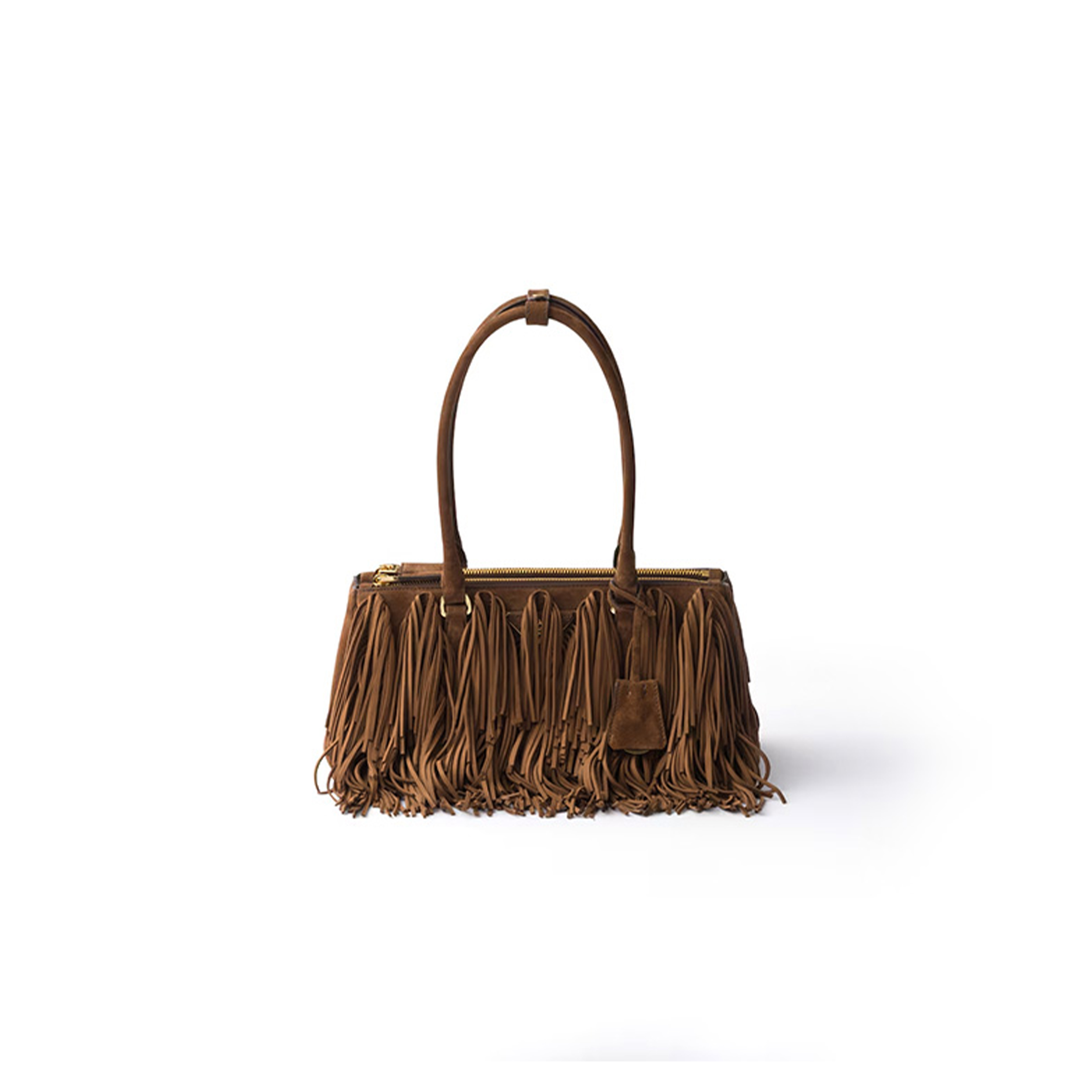 PRADA GALLERIA MEDIUM SUEDE BAG WITH FRINGE 1BA457 (30*14*10.5cm) 